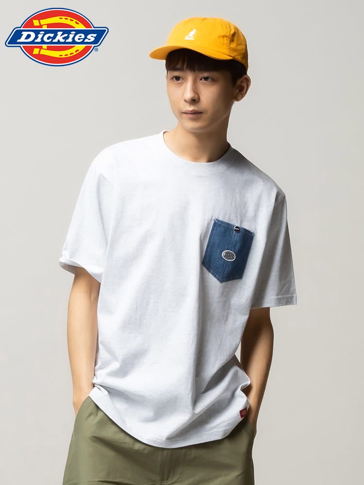 Dickies (ディッキーズ) 綿100％ 布帛ポケット クルーネック 半袖 Tシャツ