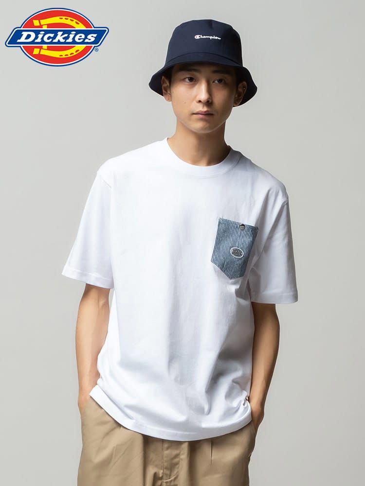Dickies (ディッキーズ) 綿100％ 布帛ポケット クルーネック 半袖 Tシャツ