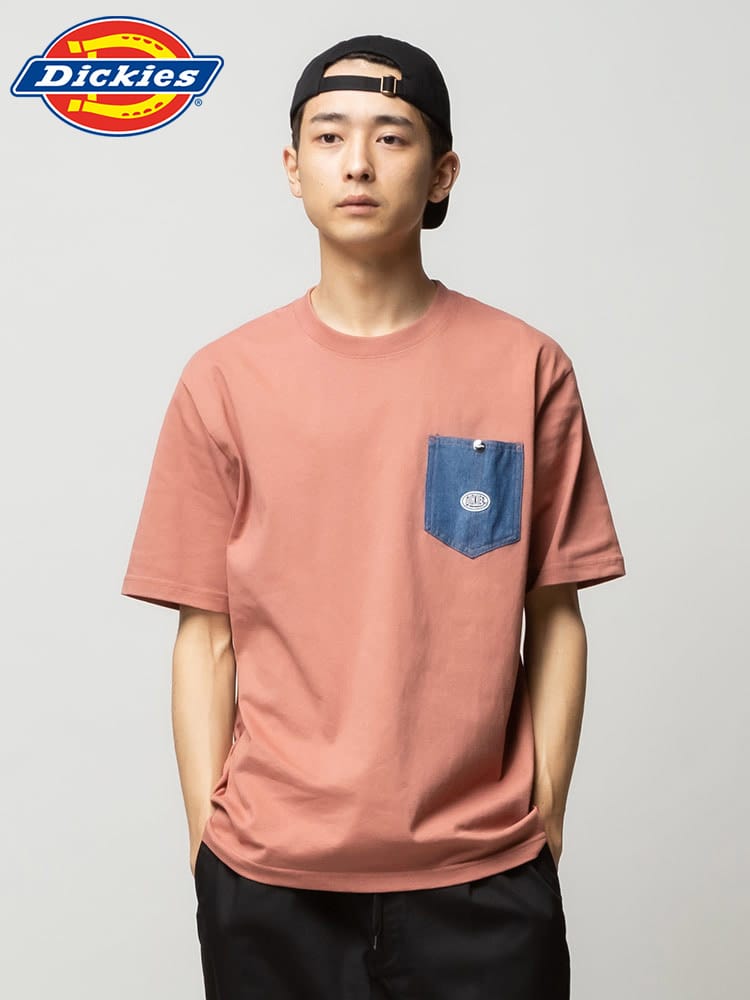 Dickies (ディッキーズ) 綿100％ 布帛ポケット クルーネック 半袖 Tシャツ
