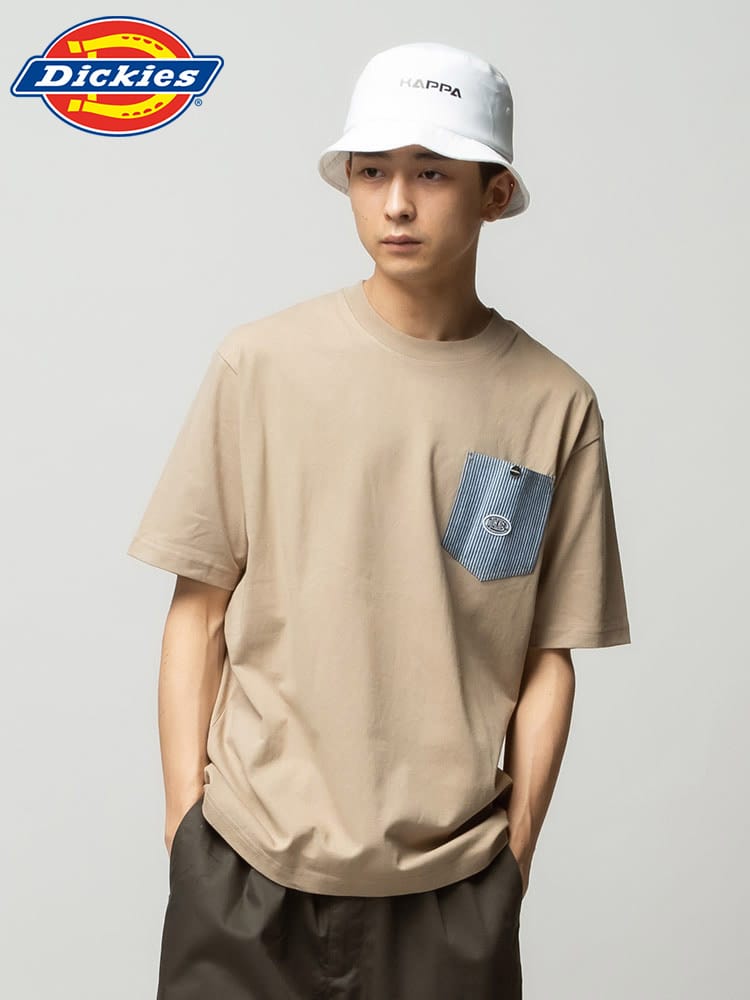 Dickies (ディッキーズ) 綿100％ 布帛ポケット クルーネック 半袖 Tシャツ