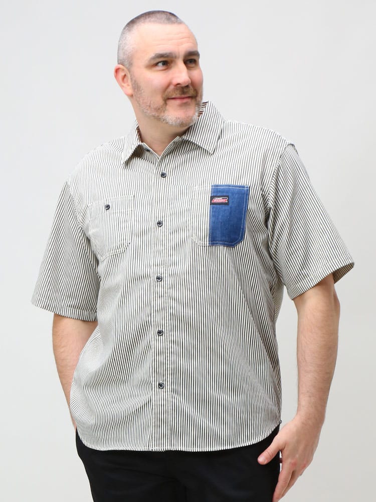 大きいサイズ メンズ GENUINE DICKIES (ジェニュインディッキーズ) ツイル ポケット 半袖 ワークシャツ