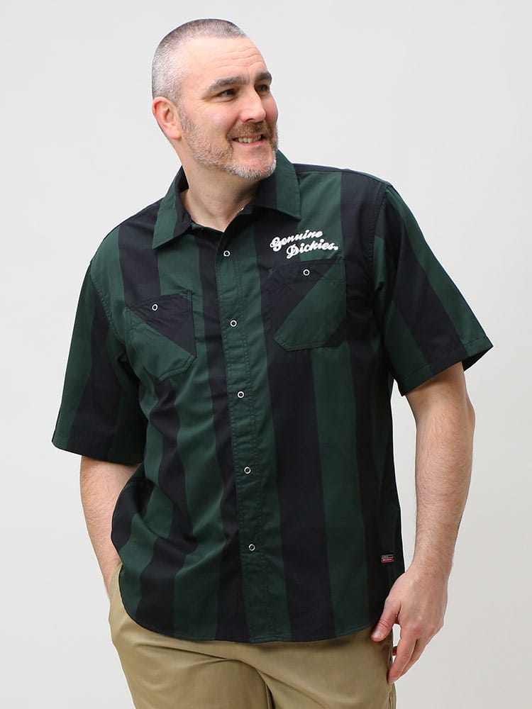大きいサイズ メンズ GENUINE DICKIES (ジェニュインディッキーズ) 無地＆チェック 半袖 シャツ