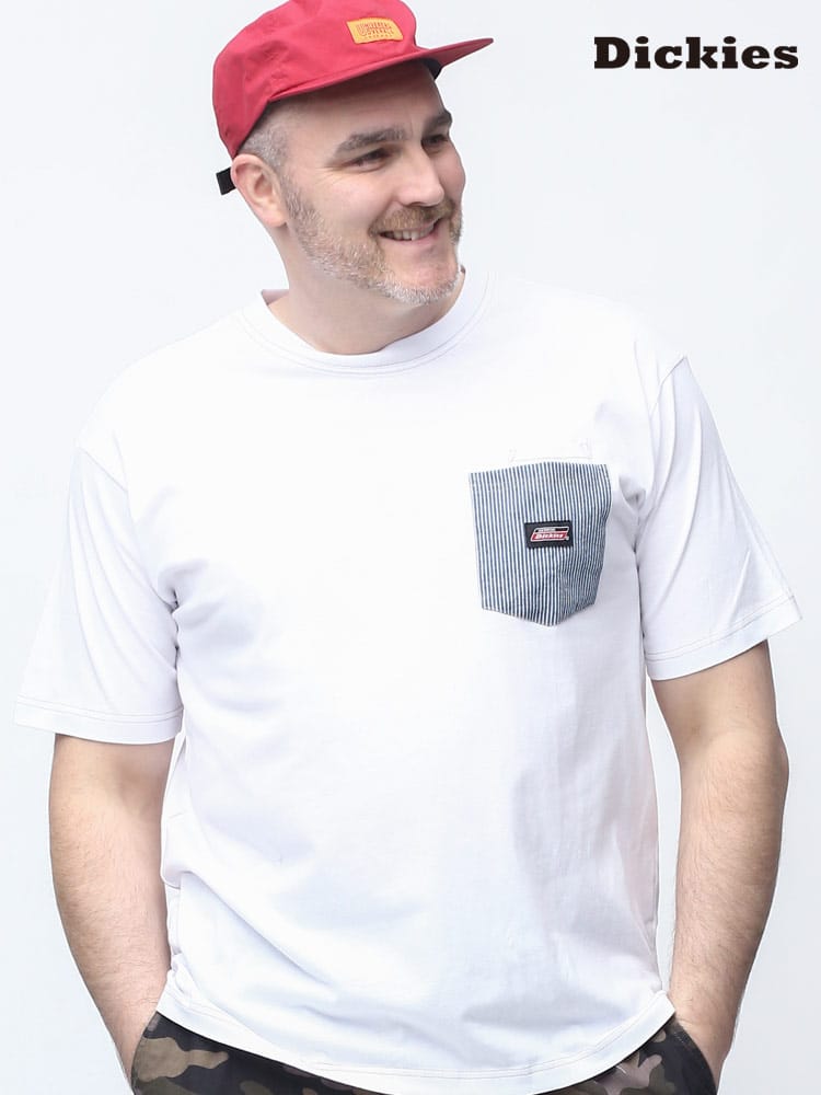 大きいサイズ メンズ GENUINE DICKIES (ジェニュインディッキーズ) 布帛ポケット付き クルーネック 半袖 Tシャツ