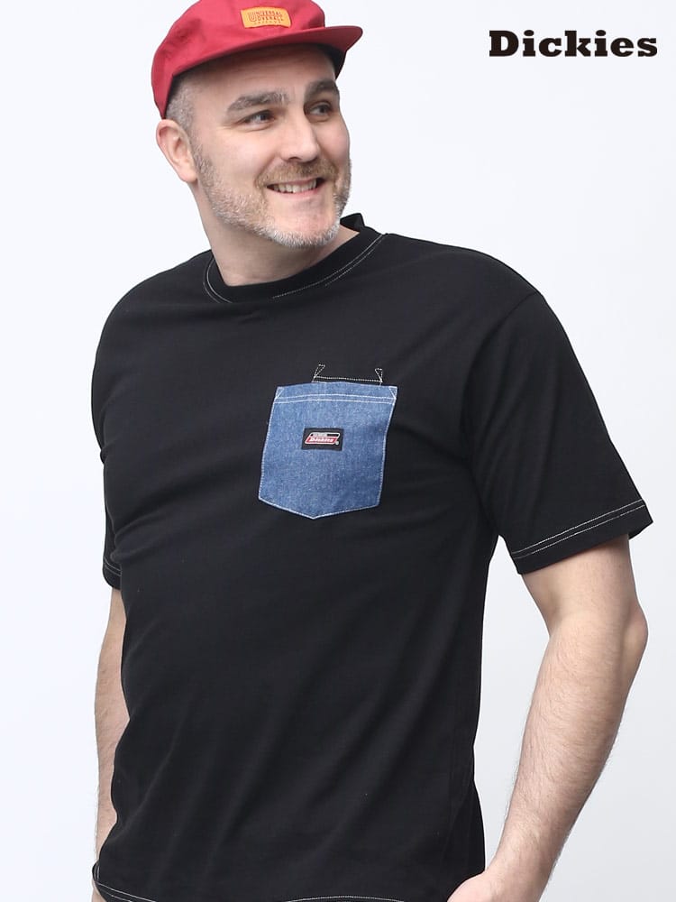 大きいサイズ メンズ GENUINE DICKIES (ジェニュインディッキーズ) 布帛ポケット付き クルーネック 半袖 Tシャツ