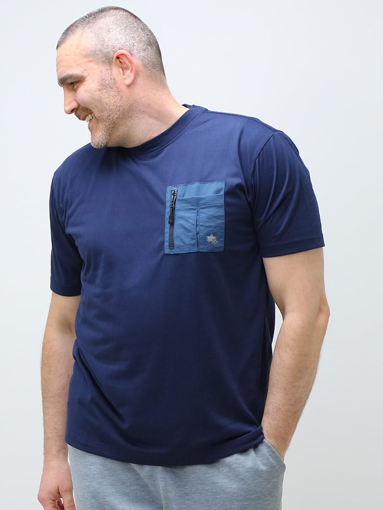 大きいサイズ メンズ LOGOS park (ロゴス パーク) 吸汗速乾 ポケット クルーネック 半袖 Tシャツ