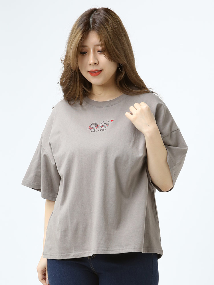 peko (ペコ) ペコちゃん 刺繍 クルーネック 半袖 Tシャツ | 大きいサイズの服【サカゼン公式通販】