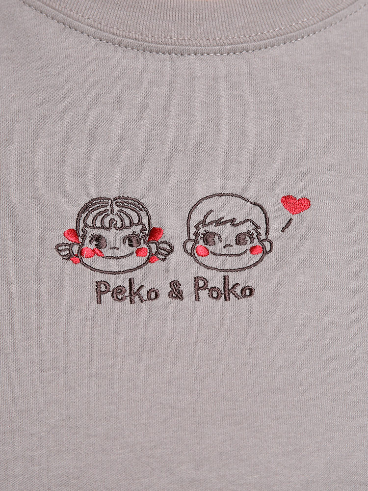 peko (ペコ) ペコちゃん 刺繍 クルーネック 半袖 Tシャツ | 大きい 
