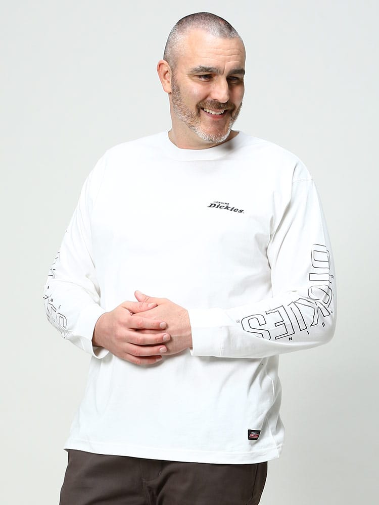 大きいサイズ メンズ GENUINE DICKIES (ジェニュインディッキーズ) 天竺 クルーネック 長袖 Tシャツ