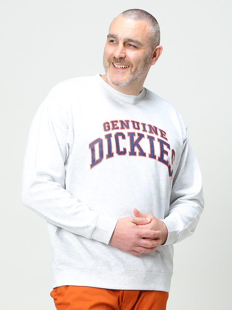 大きいサイズ メンズ GENUINE DICKIES (ジェニュインディッキーズ) カレッジプリント クルーネック トレーナー