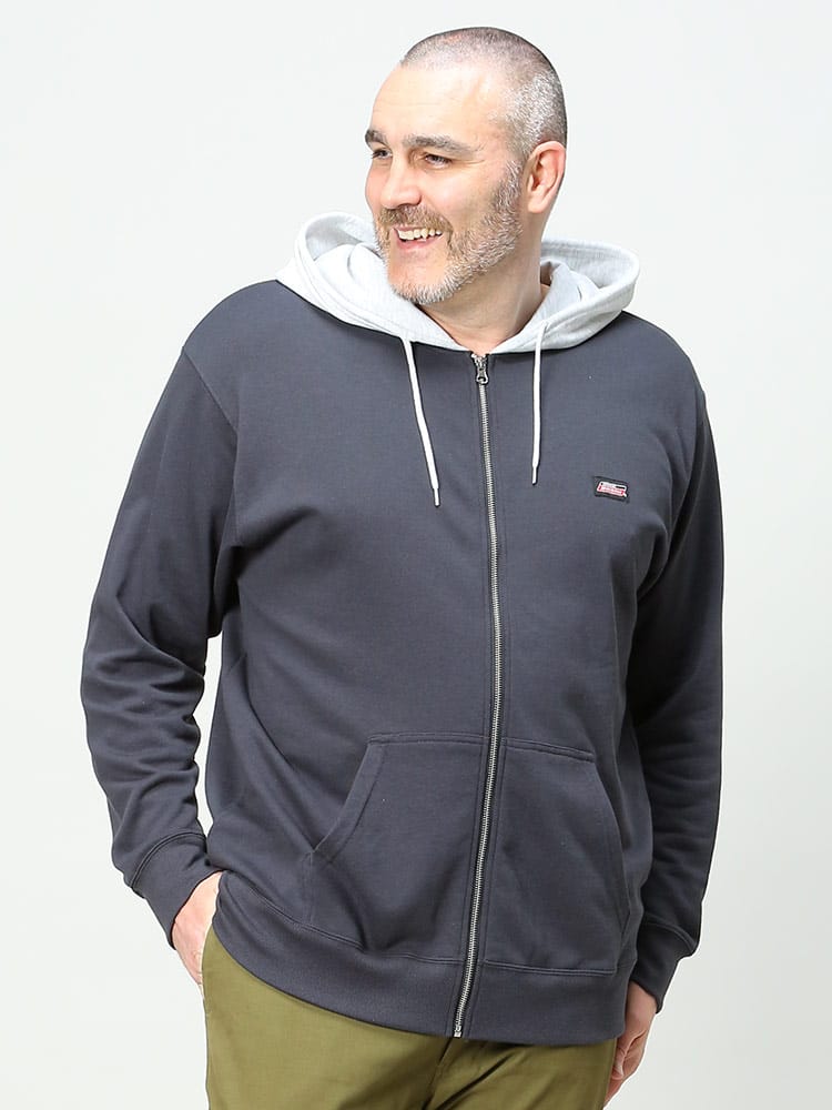在庫処分 返品交換不可 大きいサイズ メンズ GENUINE DICKIES (ジェニュインディッキーズ) 裏毛 バイカラー フルジップ パーカー