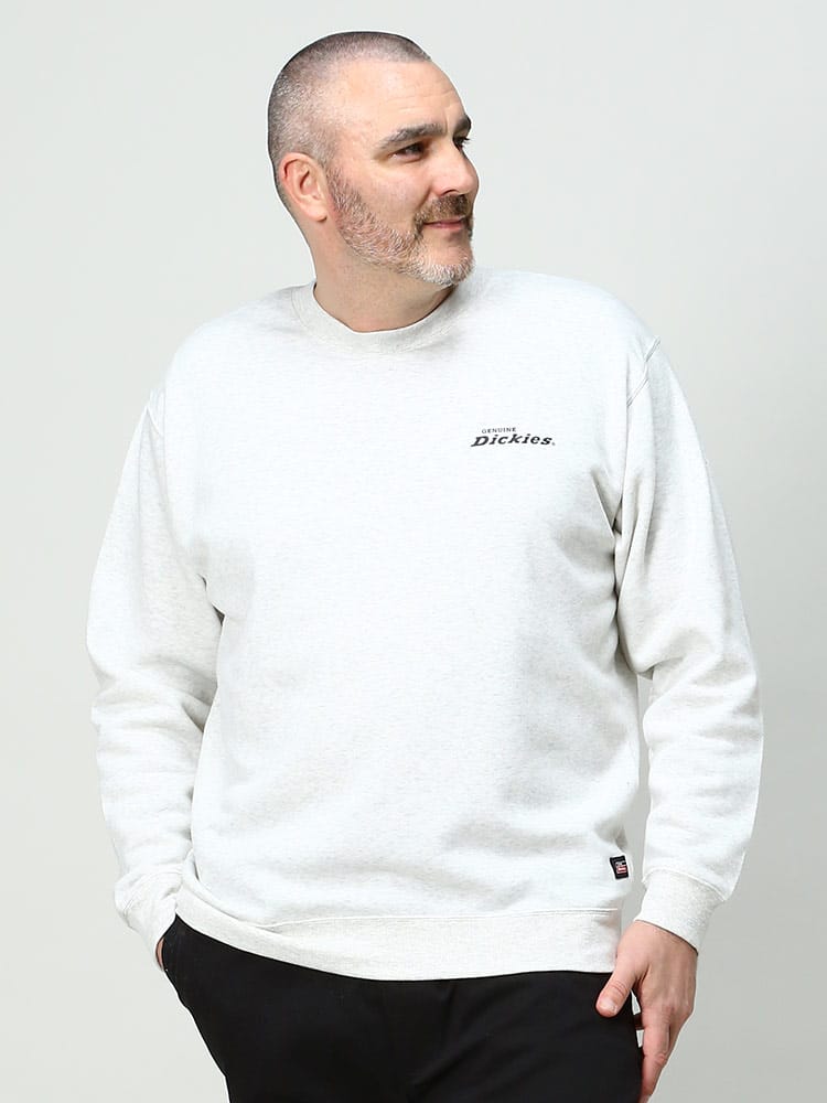 大きいサイズ メンズ GENUINE DICKIES (ジェニュインディッキーズ) 裏起毛 バックプリント クルーネック トレーナー