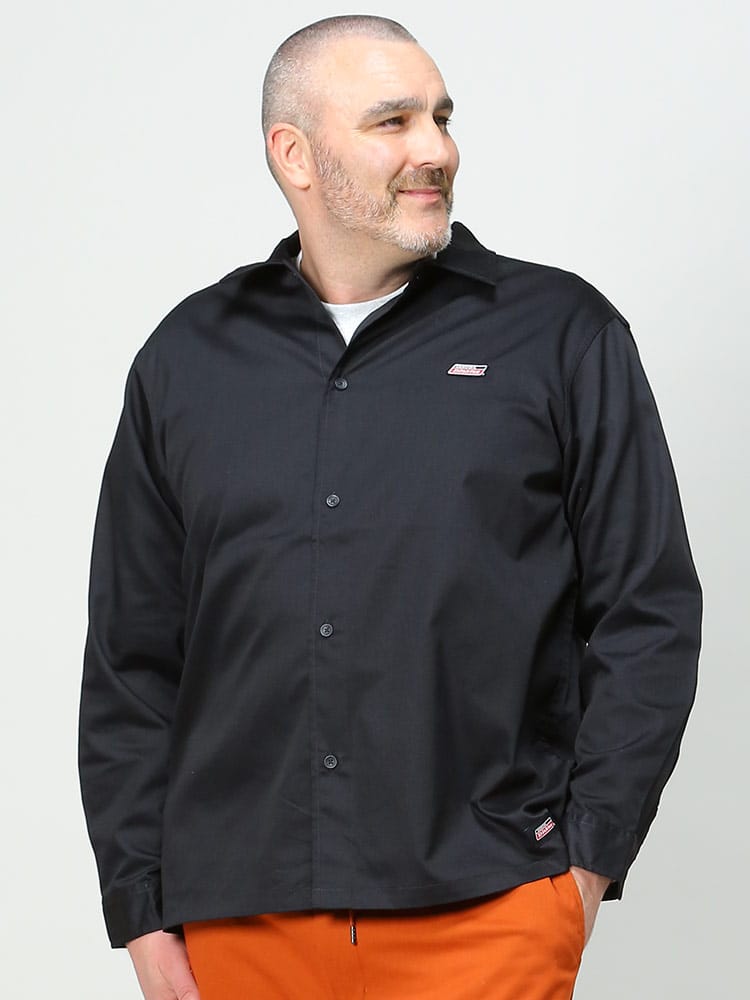 大きいサイズ メンズ GENUINE DICKIES (ジェニュインディッキーズ) ツイル バックデザイン 長袖 シャツ