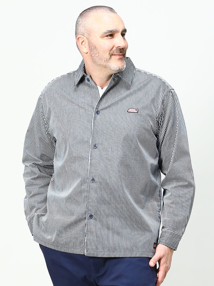 大きいサイズ メンズ GENUINE DICKIES (ジェニュインディッキーズ) ツイル バックデザイン 長袖 シャツ