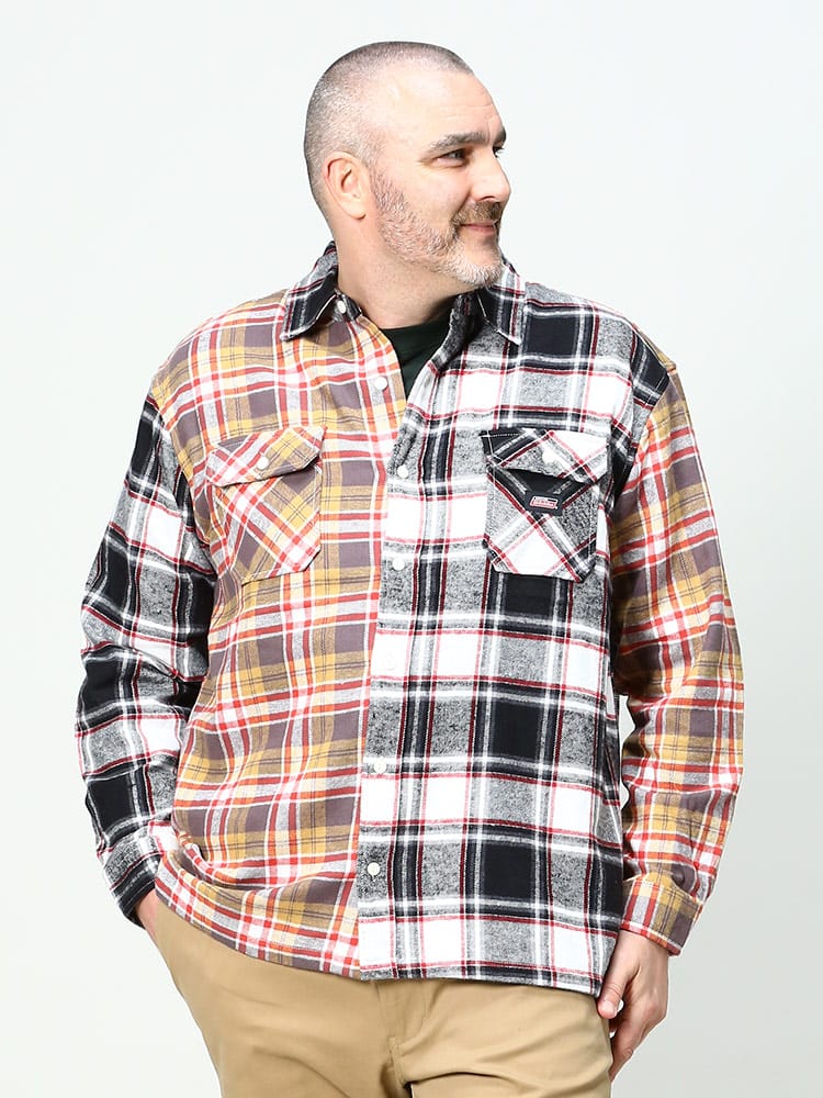 大きいサイズ メンズ GENUINE DICKIES (ジェニュインディッキーズ) チェック ポケット オーバーサイズ 長袖 ネルシャツ