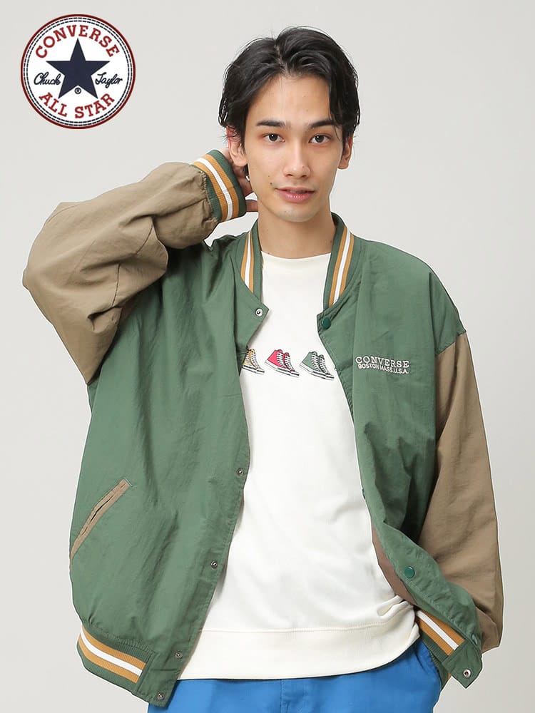 CONVERSE (コンバース) 撥水 バック刺繍 スタジャン ジャケット
