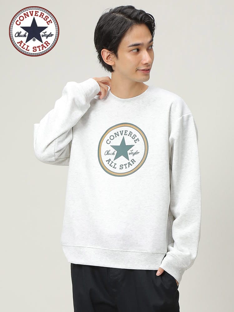 CONVERSE (コンバース) 裏起毛 ロゴプリント クルーネック トレーナー
