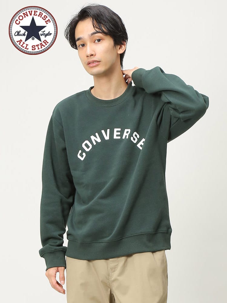 CONVERSE (コンバース) 裏起毛 ロゴプリント クルーネック トレーナー