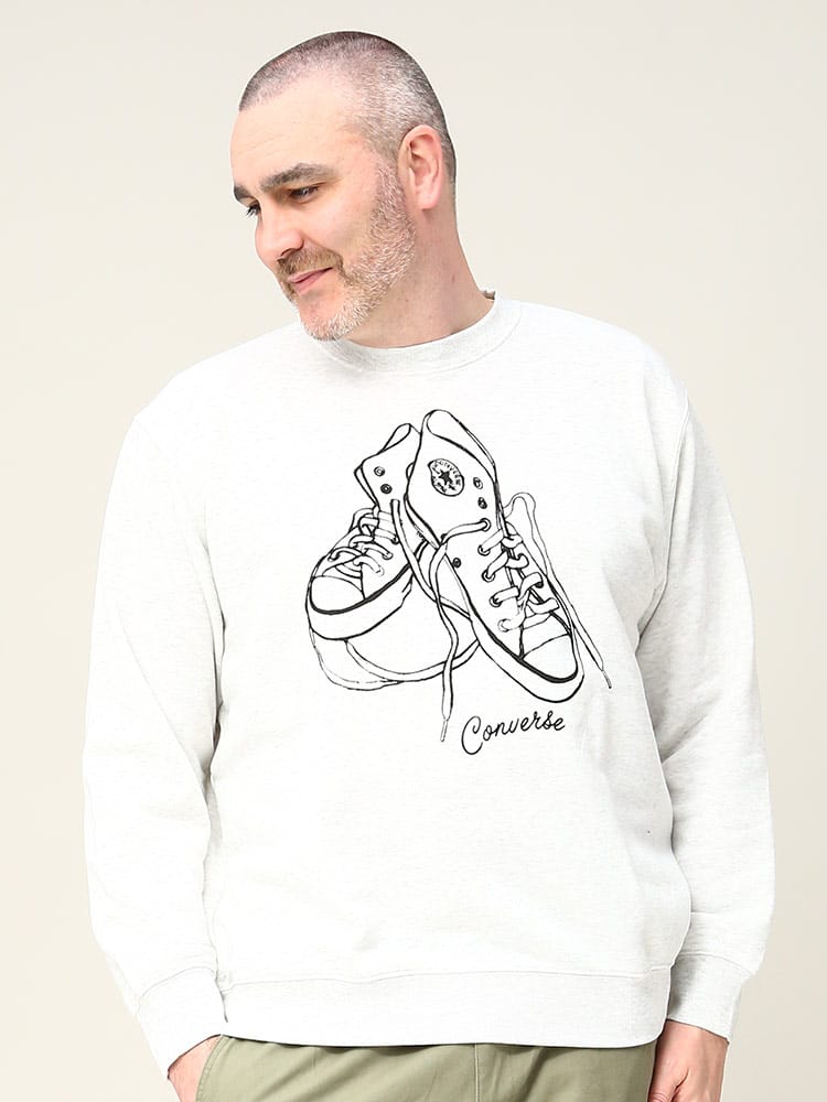 大きいサイズ メンズ CONVERSE (コンバース) 裏起毛 フロントプリント クルーネック トレーナー
