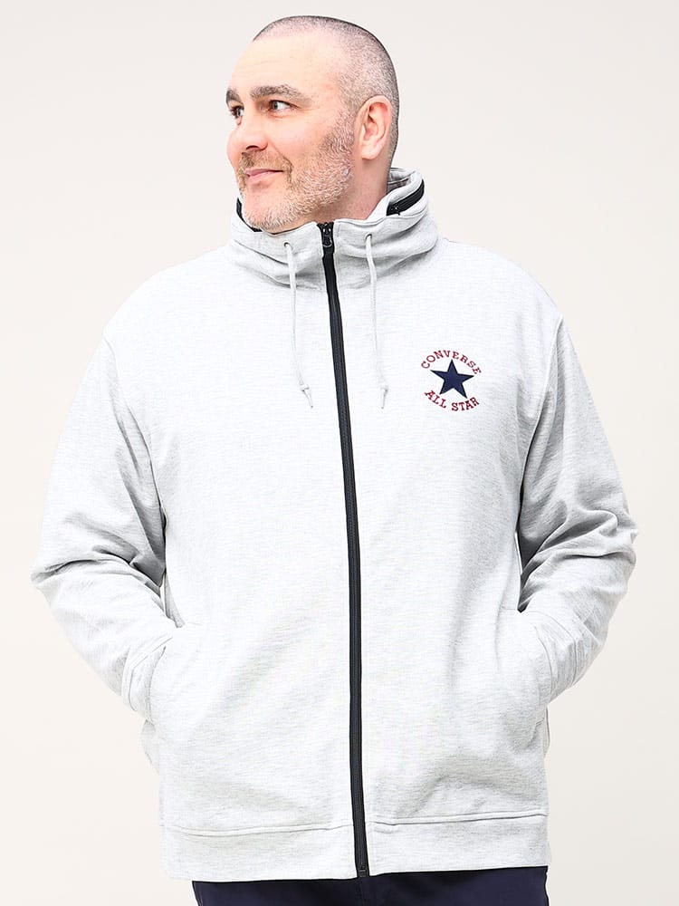 大きいサイズ メンズ CONVERSE (コンバース) ボリュームネック フルジップ パーカー