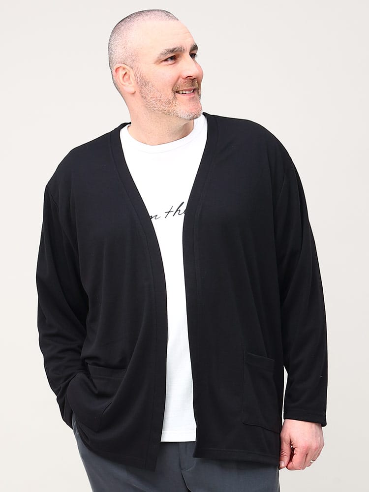 大きいサイズ メンズ LOUIS CHAVLON (ルイシャブロン) アンサンブル ボタンレス カーディガン 半袖 Tシャツ
