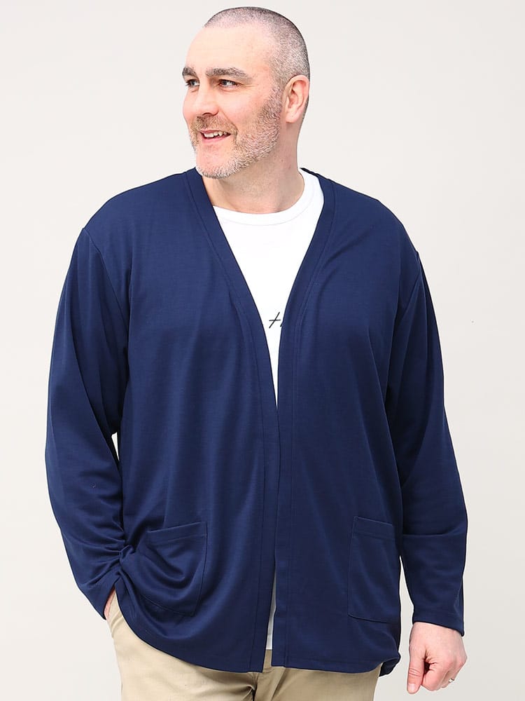 大きいサイズ メンズ LOUIS CHAVLON (ルイシャブロン) アンサンブル ボタンレス カーディガン 半袖 Tシャツ