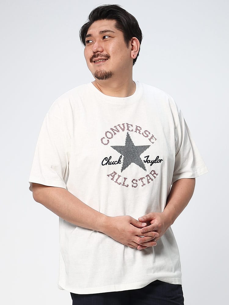大きいサイズ メンズ CONVERSE (コンバース) 天竺 クロス刺繍 クルーネック 半袖 Tシャツ