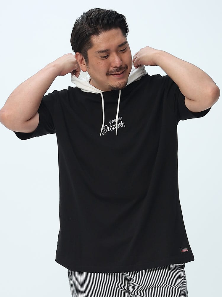 大きいサイズ メンズ GENUINE DICKIES (ジェニュインディッキーズ) 天竺 フェイクレイヤード 半袖 Tパーカー