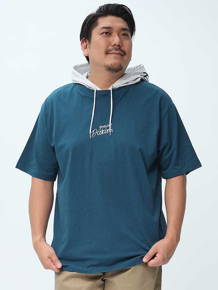 大きいサイズ メンズ GENUINE DICKIES (ジェニュインディッキーズ) 天竺 フェイクレイヤード 半袖 Tパーカー