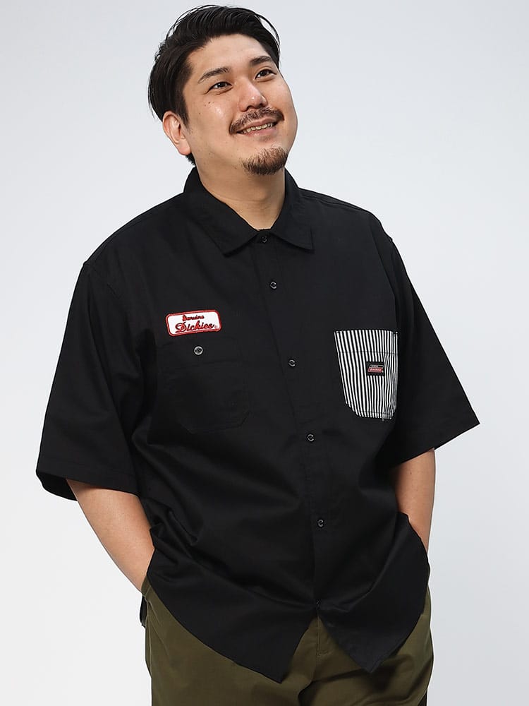大きいサイズ メンズ GENUINE DICKIES (ジェニュインディッキーズ) ワッペン ポケット 半袖 ワークシャツ