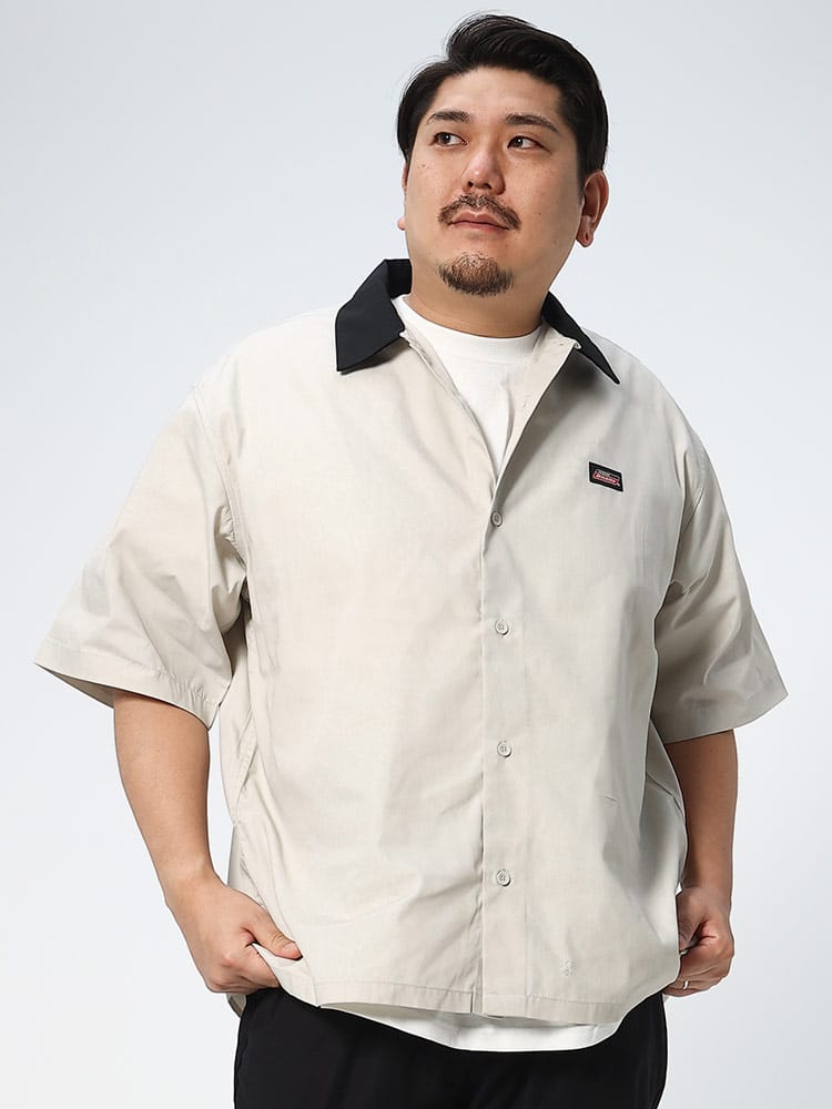 大きいサイズ メンズ GENUINE DICKIES (ジェニュインディッキーズ) クレリック バックロゴ 半袖 ワークシャツ
