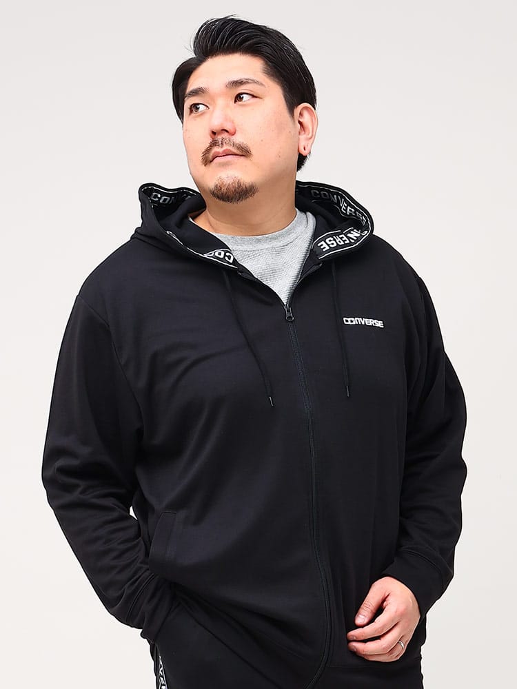 大きいサイズ メンズ CONVERSE (コンバース) フードロゴ フルジップ パーカー