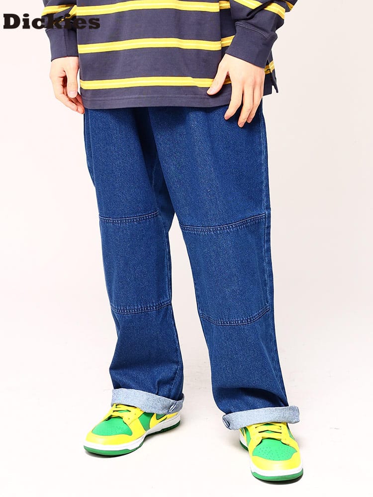 ディッキーズ ダブルニー パンツ イージー Dickies 綿100％ ストライプ＆無地