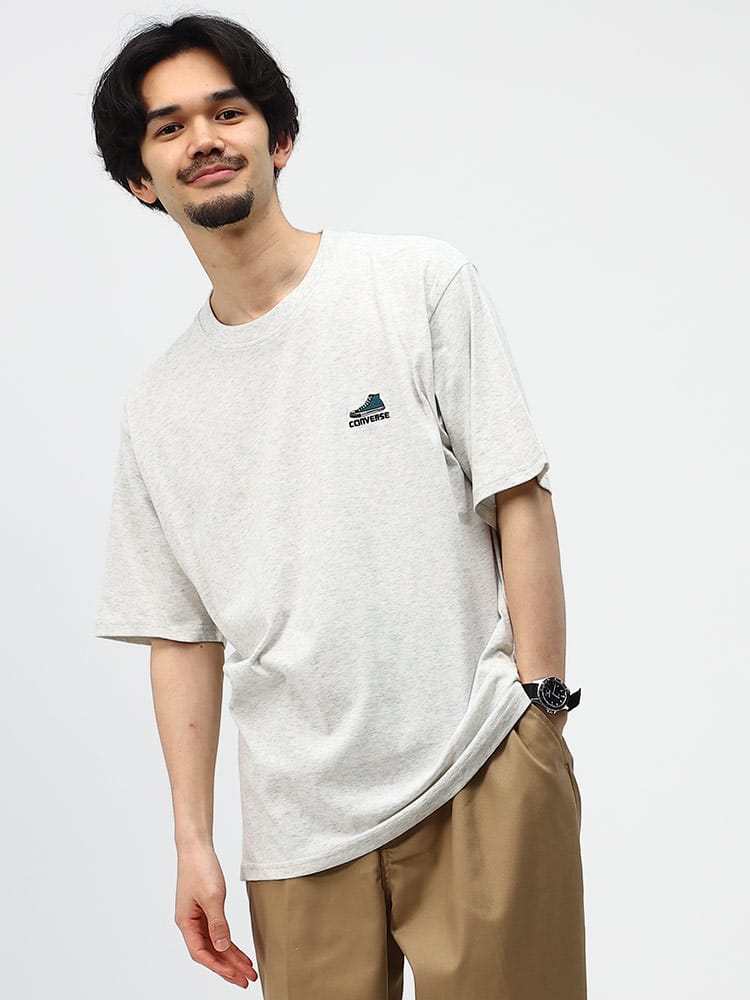 CONVERSE コンバース スニーカー刺繍 クルーネック 半袖 Tシャツ