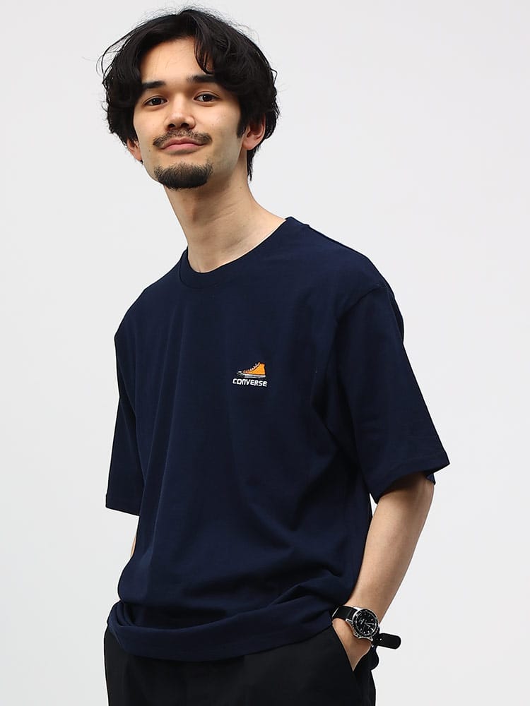 CONVERSE コンバース スニーカー刺繍 クルーネック 半袖 Tシャツ