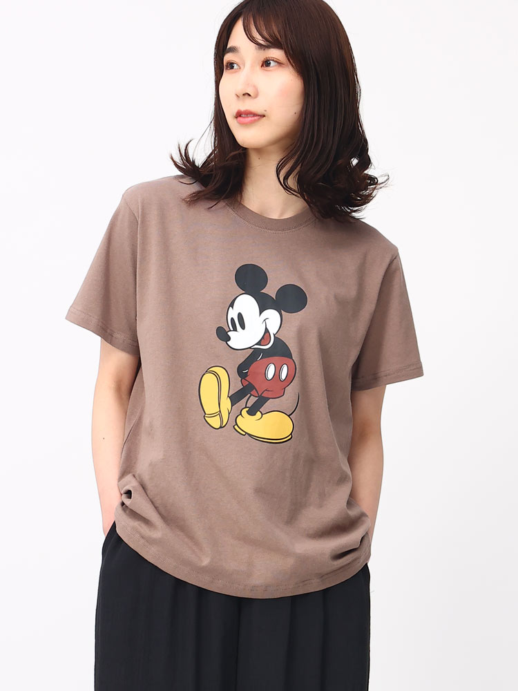 Disney (ディズニー) ミッキーマウス クルーネック 半袖 Tシャツ