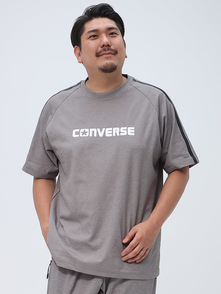 大きいサイズ メンズ CONVERSE (コンバース) 吸汗速乾 ロゴプリント クルーネック 半袖 Tシャツ
