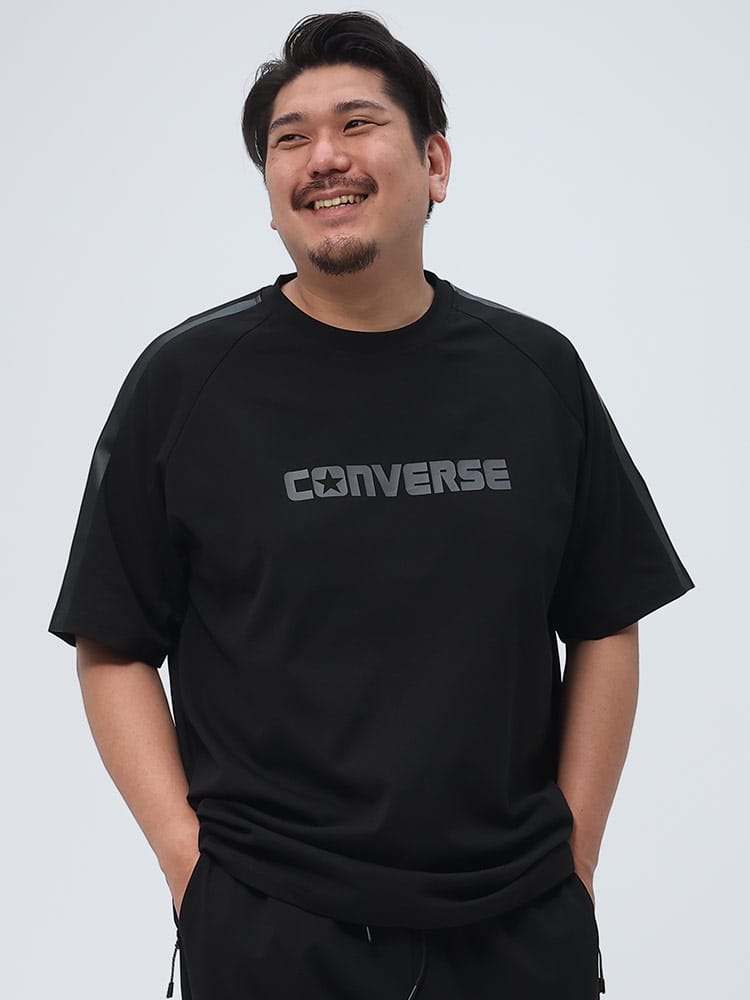大きいサイズ メンズ CONVERSE (コンバース) 吸汗速乾 ロゴプリント クルーネック 半袖 Tシャツ
