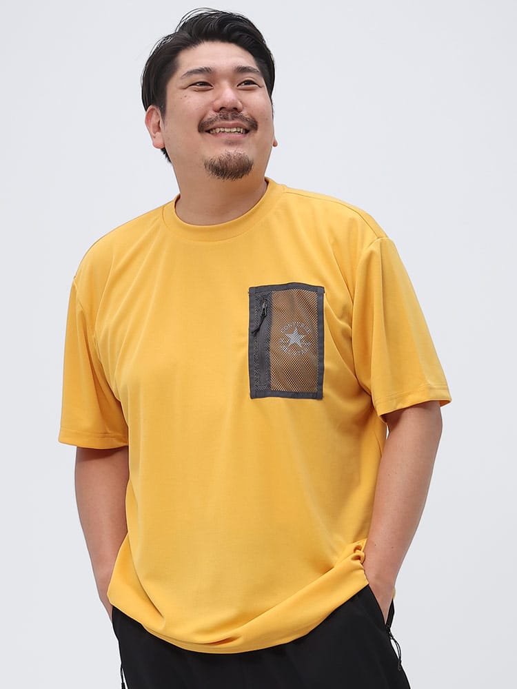 大きいサイズ メンズ CONVERSE (コンバース) 吸汗速乾 メッシュポケット クルーネック 半袖 Tシャツ