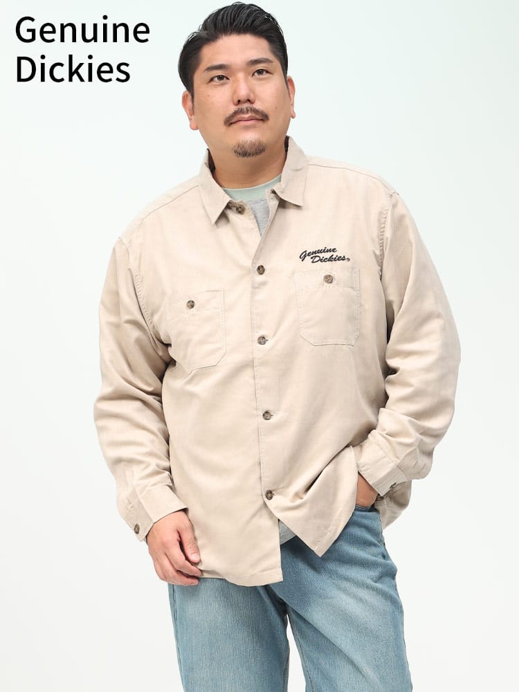 ポリスエード ロゴ 長袖 シャツ (Genuine Dickies) ディッキーズ 大きいサイズ メンズ ワークシャツ トップス 秋服 冬