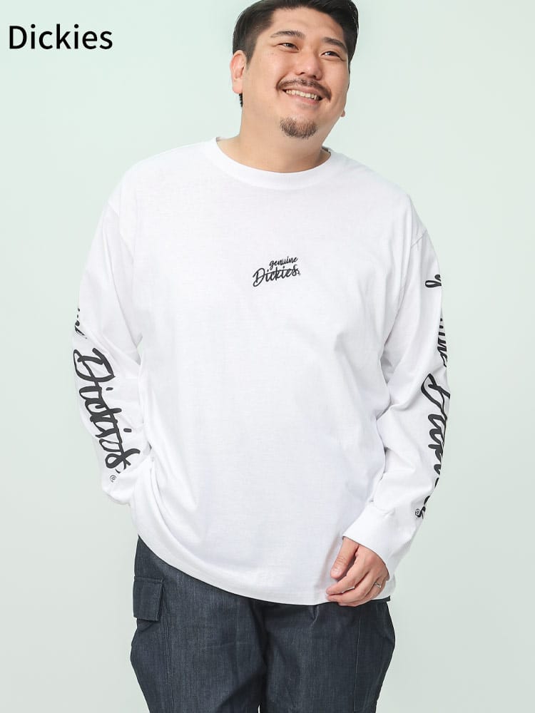 天竺 ロゴ クルーネック 長袖 Tシャツ (GENUINE DICKIES) ジェニュインディッキーズ 大きいサイズ メンズ