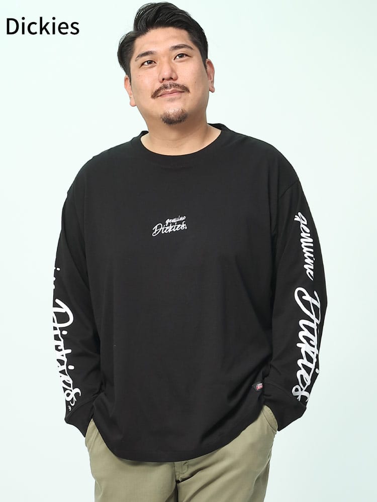 天竺 ロゴ クルーネック 長袖 Tシャツ (GENUINE DICKIES) ジェニュインディッキーズ 大きいサイズ メンズ