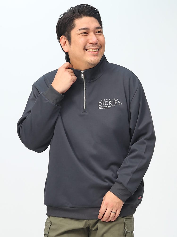 ロゴプリント ハーフジップ トレーナー genuine dickies ジェニュイン ディッキーズ 大きいサイズ メンズ トップス ジップ ビックサイズ