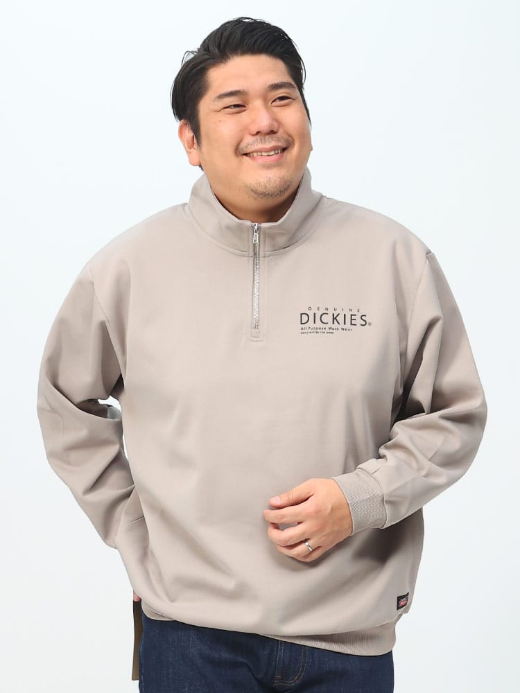 ロゴプリント ハーフジップ トレーナー genuine dickies ジェニュイン ディッキーズ 大きいサイズ メンズ トップス ジップ ビックサイズ
