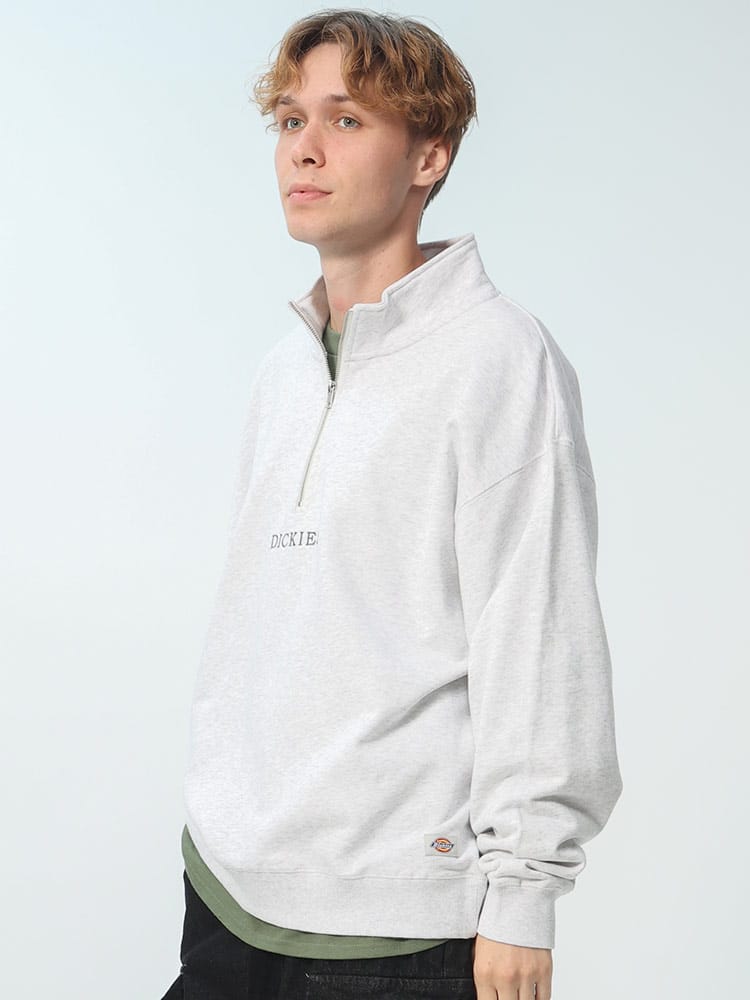 Dickies (ディッキーズ) 裏毛 ロゴ刺繍 ハーフジップ トレーナー