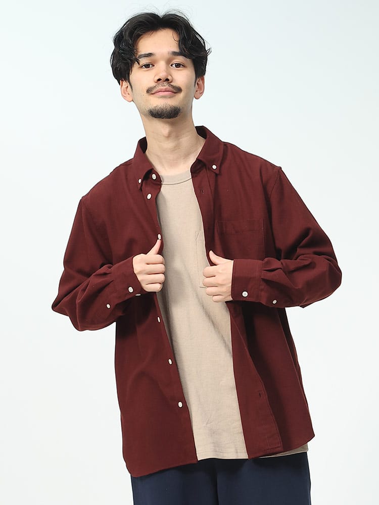 CONVERSE (コンバース) 消臭テープ ツイル起毛 ボタンダウン 長袖 シャツ