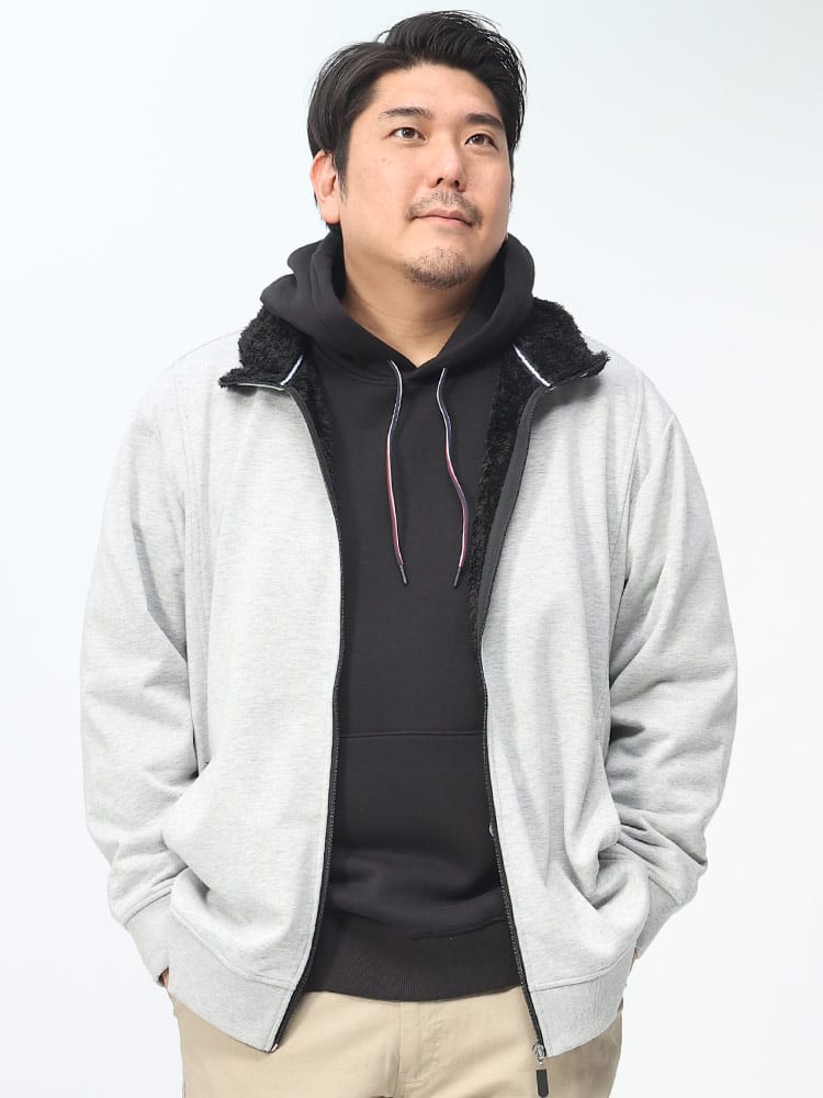 スウェット 暖か シャギーボア裏地 ルームウェア リラックスウェア 大きいサイズ メンズ ジャケット (CLOTHES TRUCK) クローズトラック