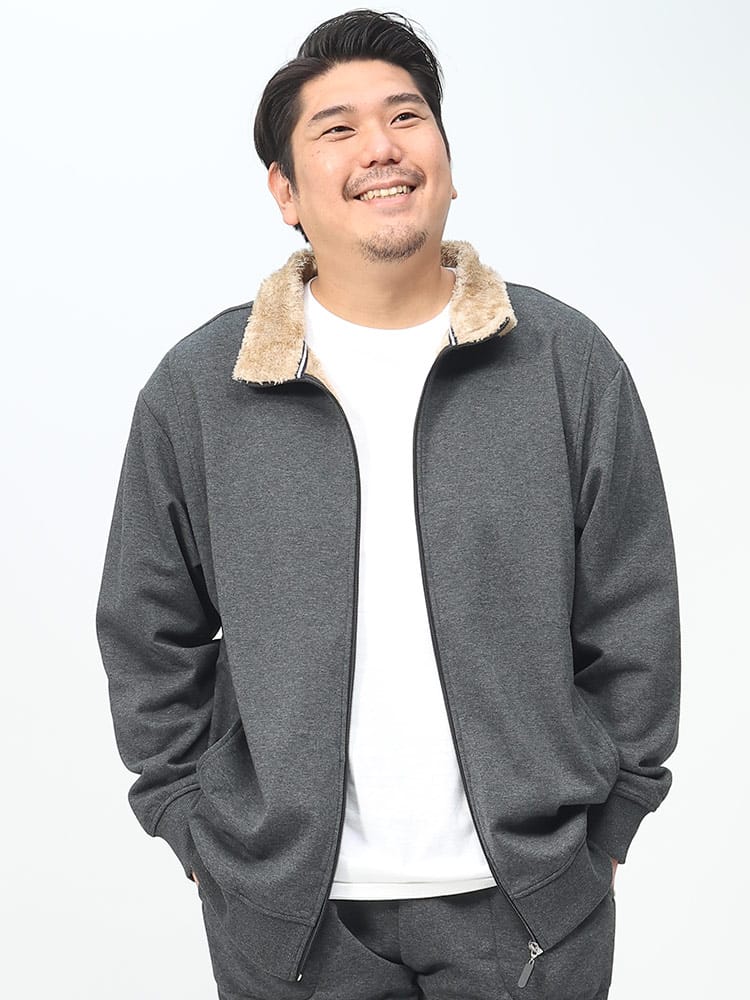 スウェット 暖か シャギーボア裏地 ルームウェア リラックスウェア 大きいサイズ メンズ ジャケット (CLOTHES TRUCK) クローズトラック