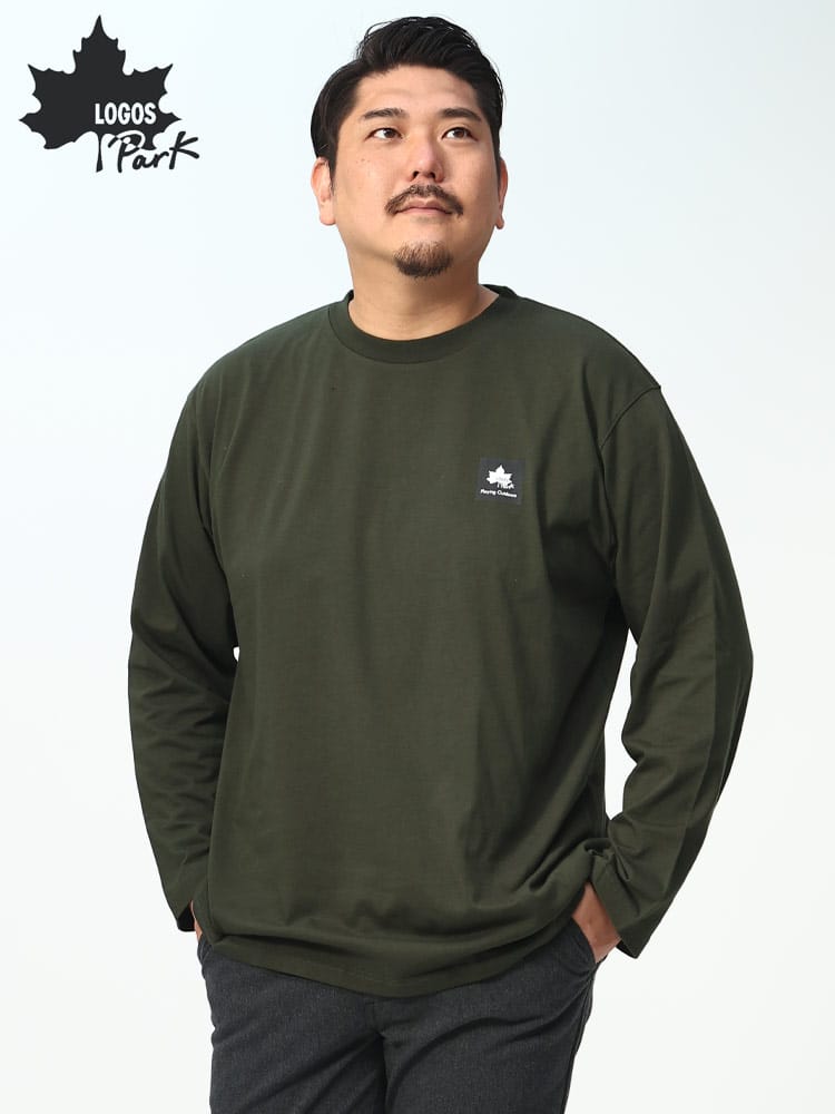 BOXロゴ クルーネック 長袖 Tシャツ (LOGOS park) ロゴス パーク 大きいサイズ メンズ ロンT トップス カットソー