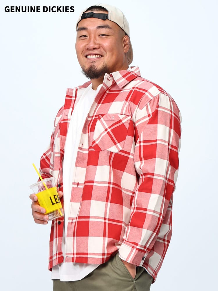 在庫処分 返品交換不可 GENUINE DICKIES ジェニュインディッキーズ チェック柄 長袖 ワークシャツ チェックシャツ 厚手 トップス 大きいサイズ メンズ 