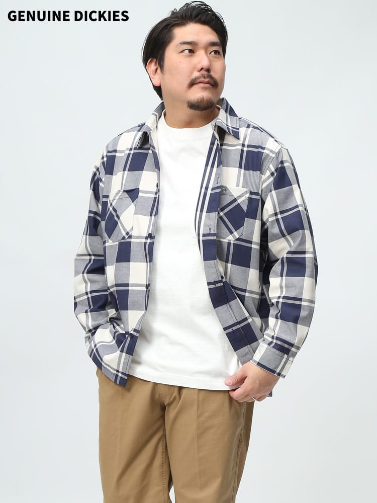 在庫処分 返品交換不可 GENUINE DICKIES ジェニュインディッキーズ チェック柄 長袖 ワークシャツ チェックシャツ 厚手 トップス 大きいサイズ メンズ 
